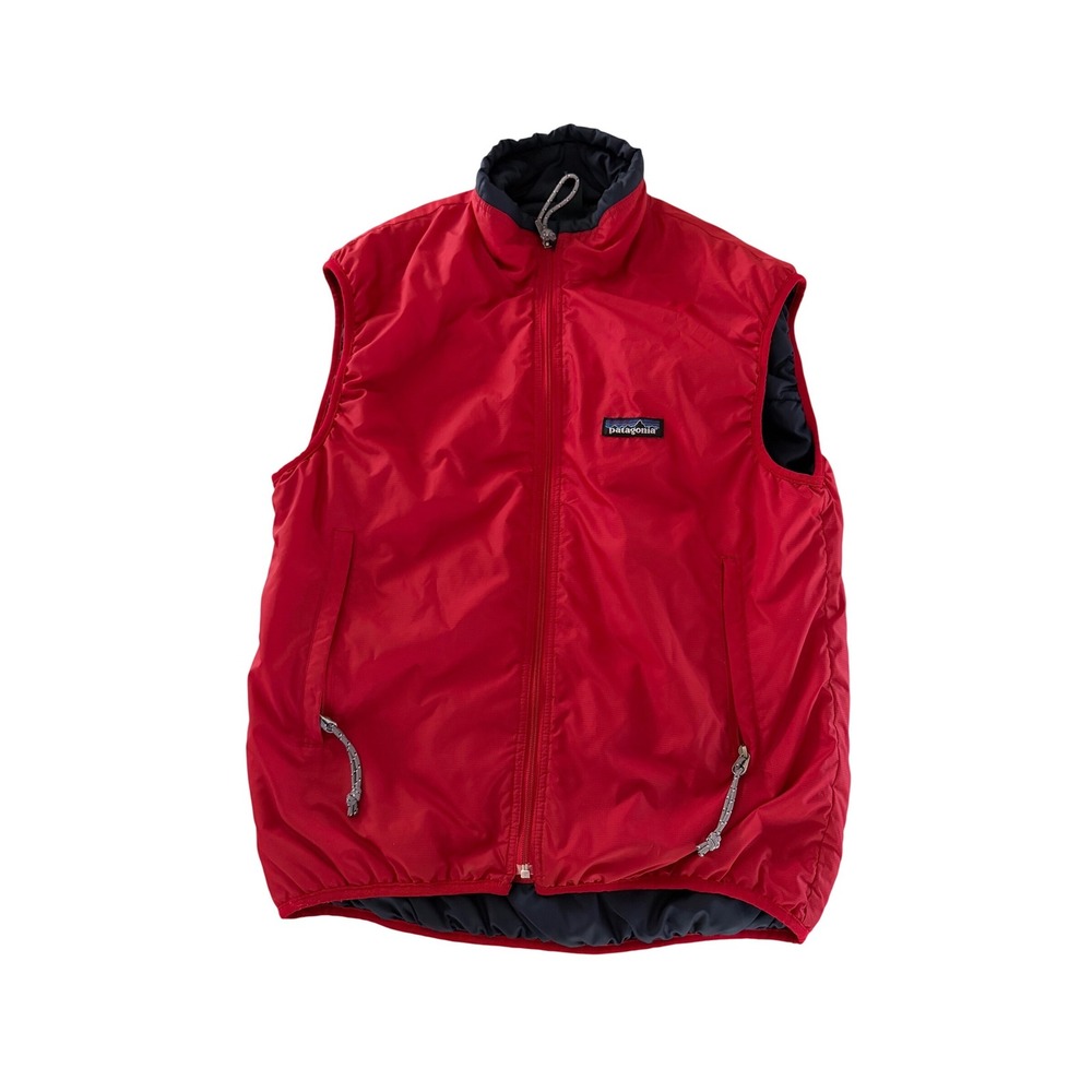 Patagonia Puffball Vest Mens‎ XS Red Navy Blue Full Zip Insulated 84015 FA05